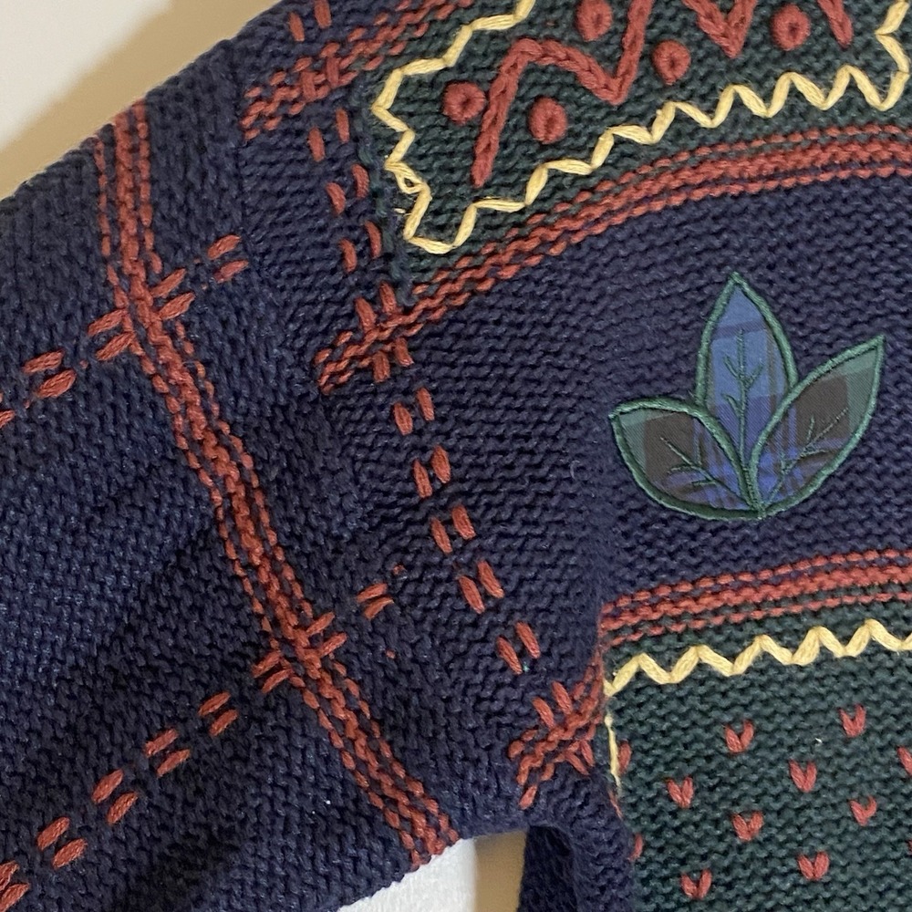 Kathy Ireland Cardigan Womens Small Blue Multi Floral Embroidered Granny Y2K 90s - Picture 6 of 16